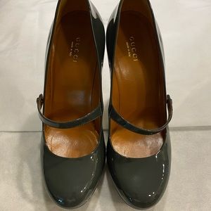 Gucci Gray Patent Leather Mary Janes